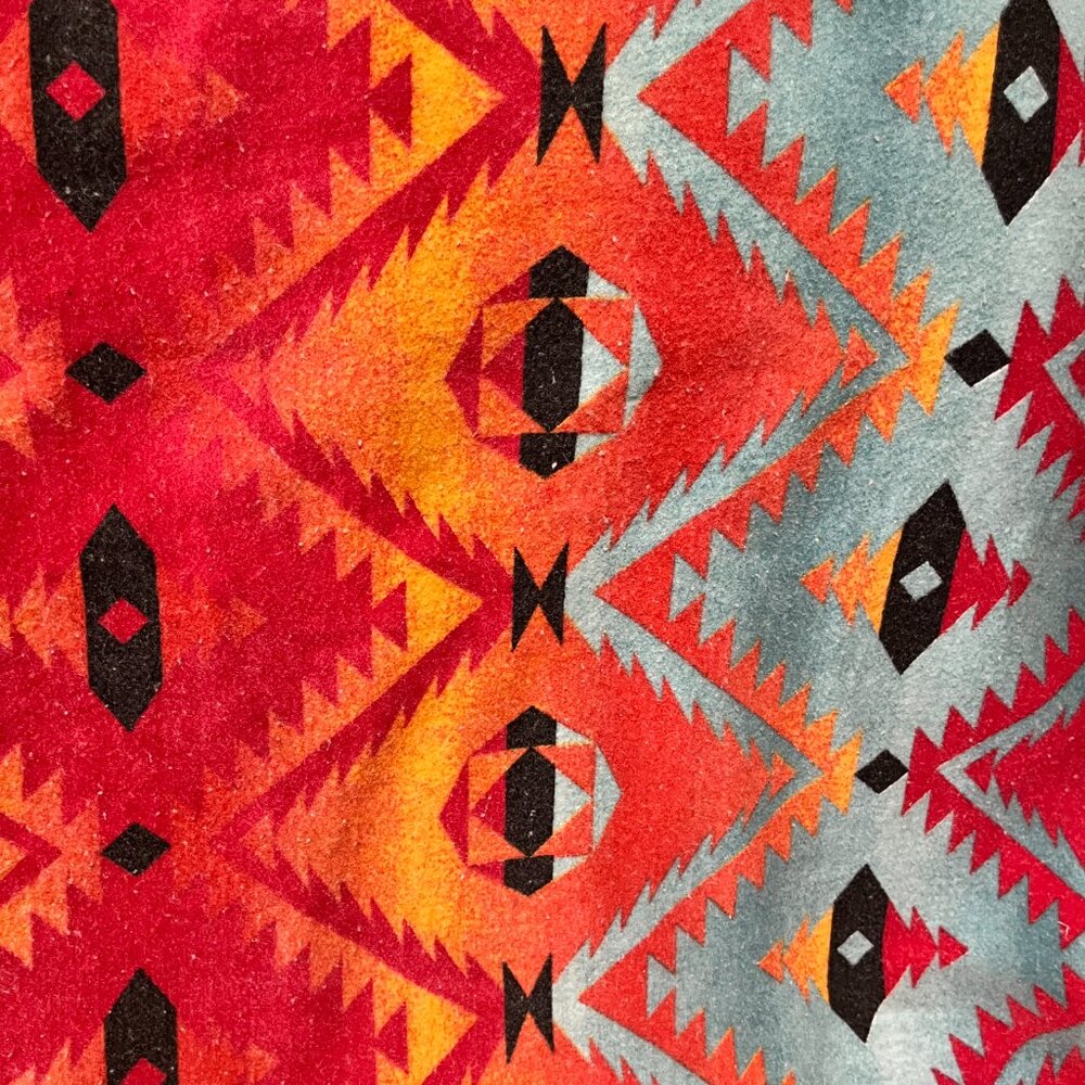 Vintage Adirondack Blanket 1970s Cabin Core Printed Fabric (82x69) Southwest - Picture 5 of 7